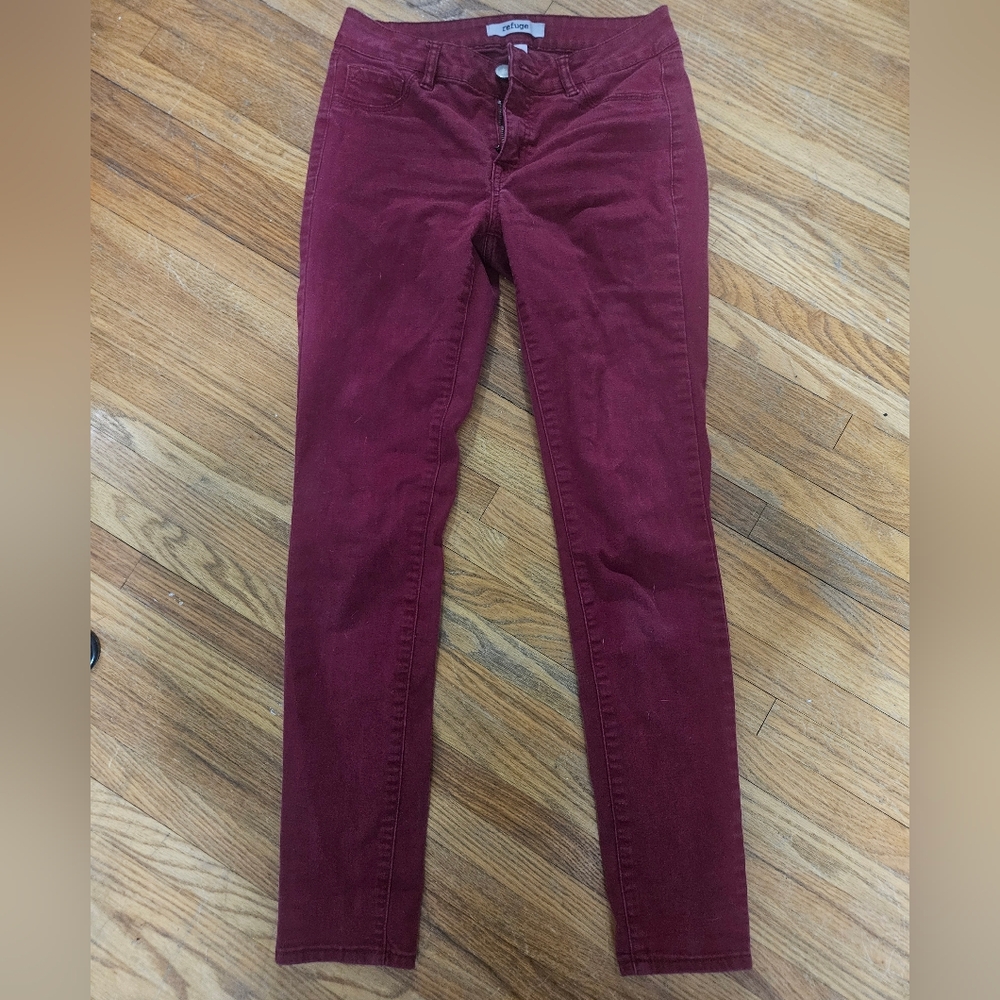 Refuge Deep Red Denim-Like Pants Size 0